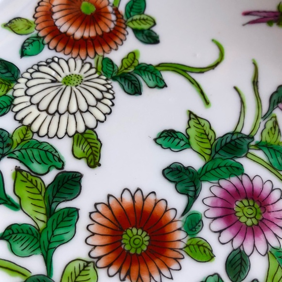 6427 Japanese Porcelain Decorative Bowl Hand Painted Horchow Brass Encased - Picture 10 of 13